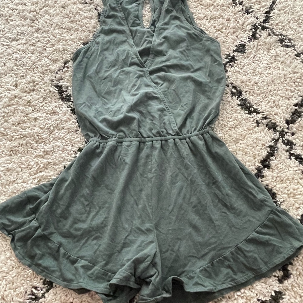 Bobi Surplice Romper in Sage - Picture 3 of 6